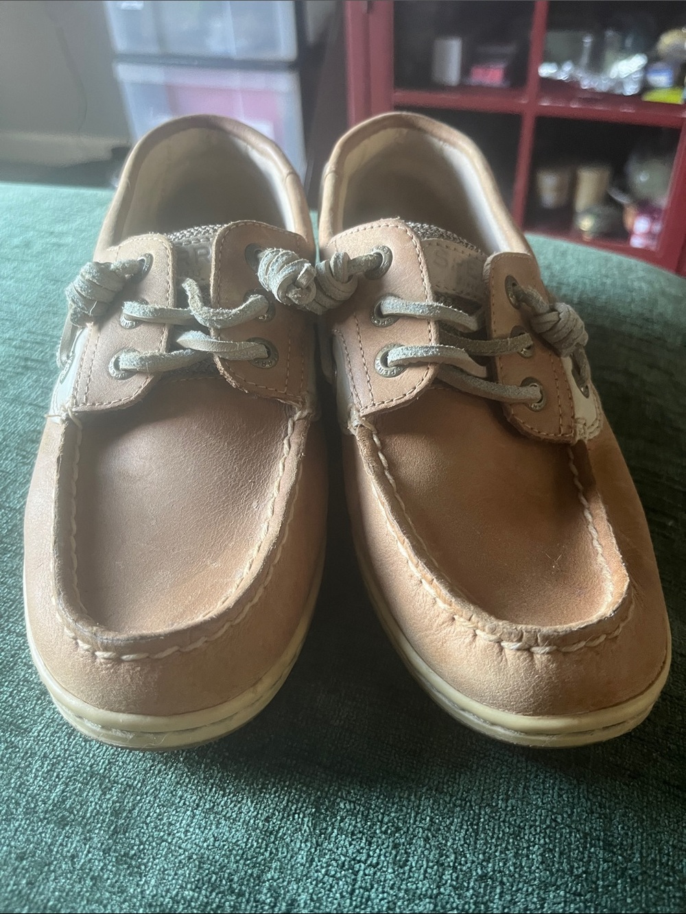 Sperry Men's/Women’s Leather Boat Shoes in Brown with Gray Laces